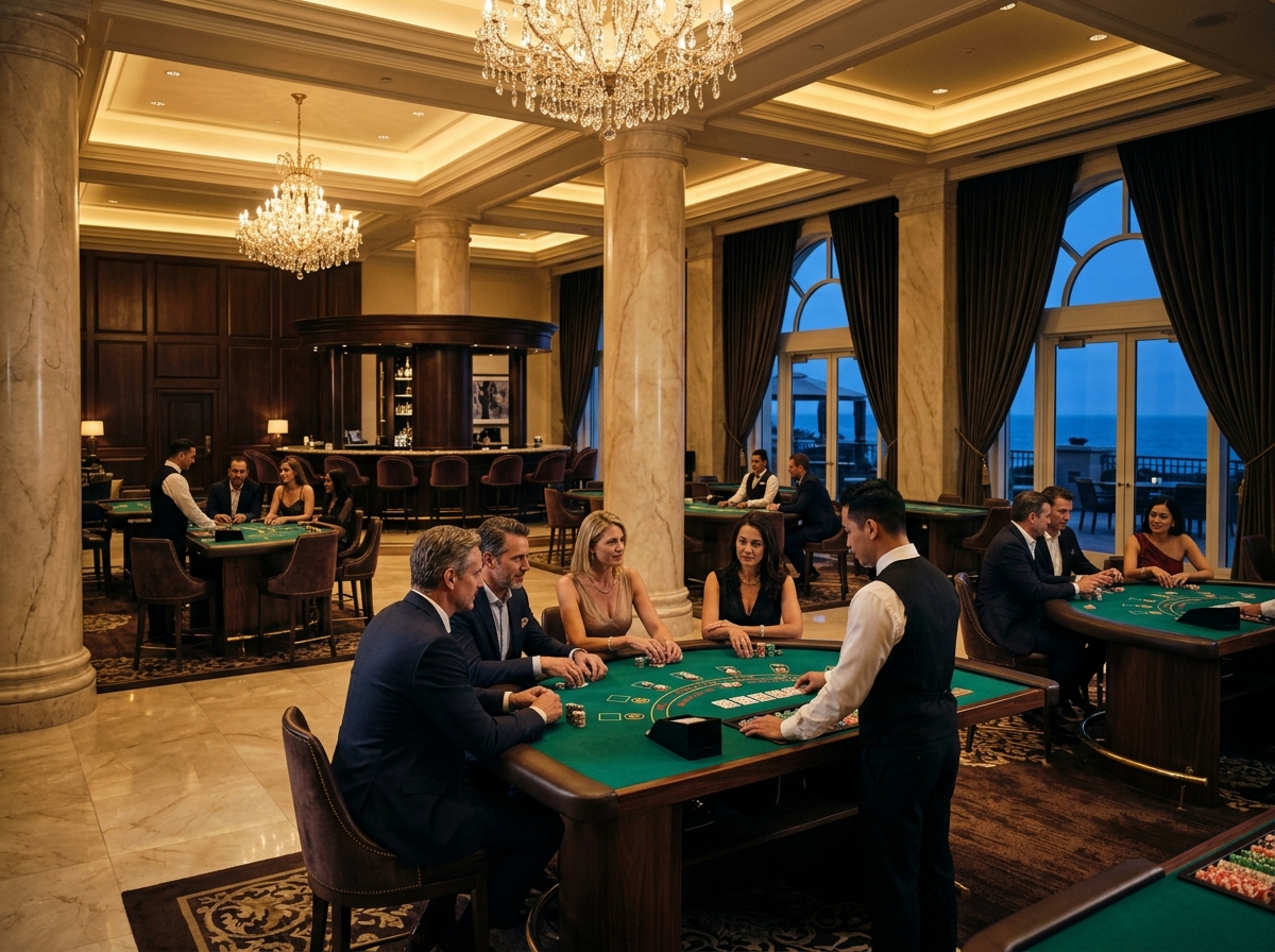 Elegant premium casino floor at Aurum Reef Casino Hotel