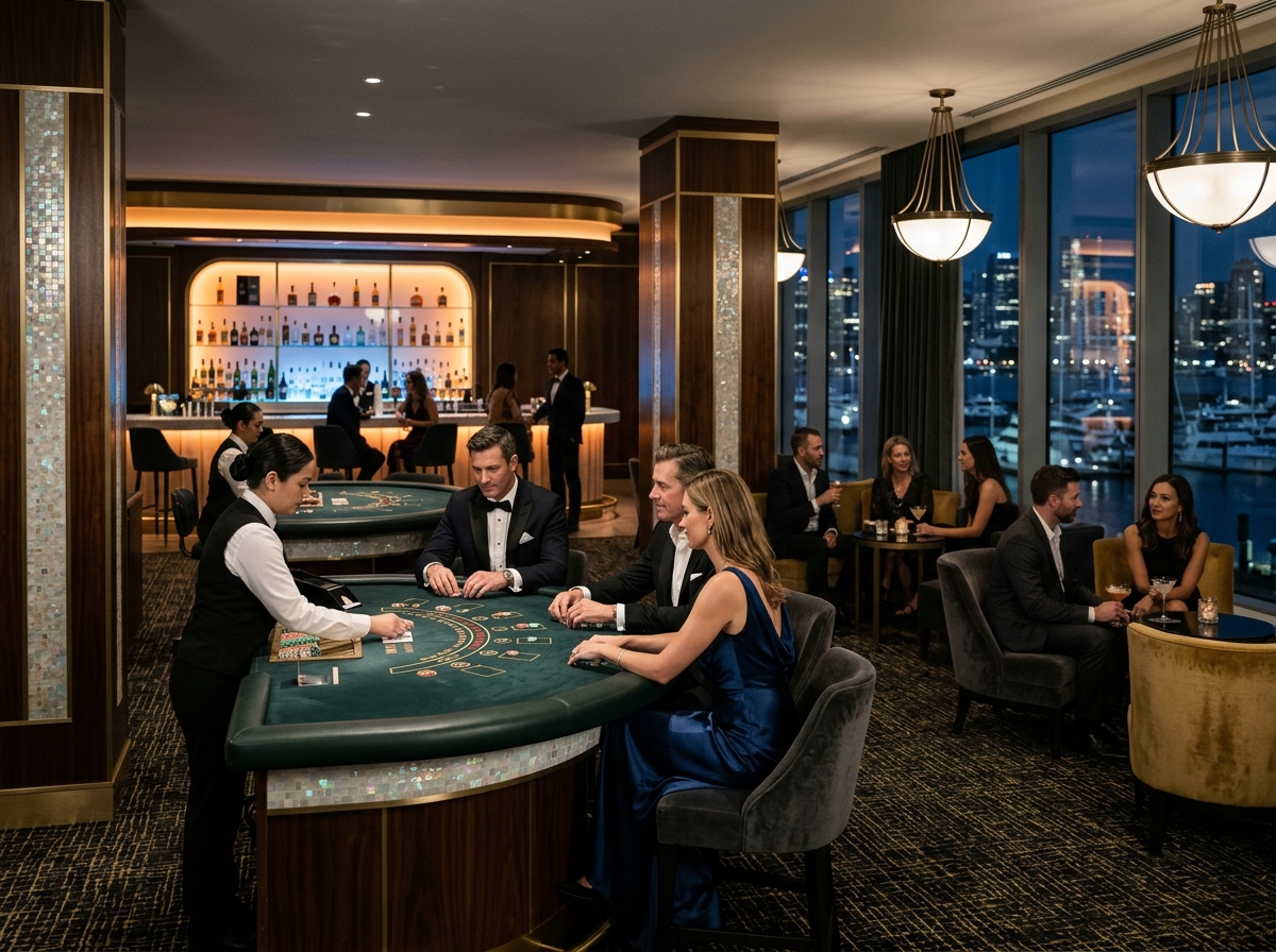 Elegant premium casino lounge at Harbour Opal Casino Hotel
